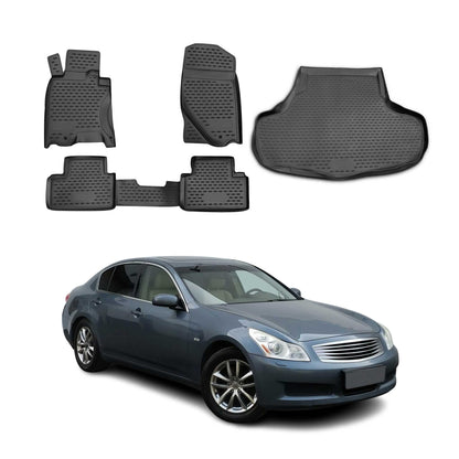 2009-2013 Infiniti G37X Floor Mats & Cargo Liner Full Set All Weather Black