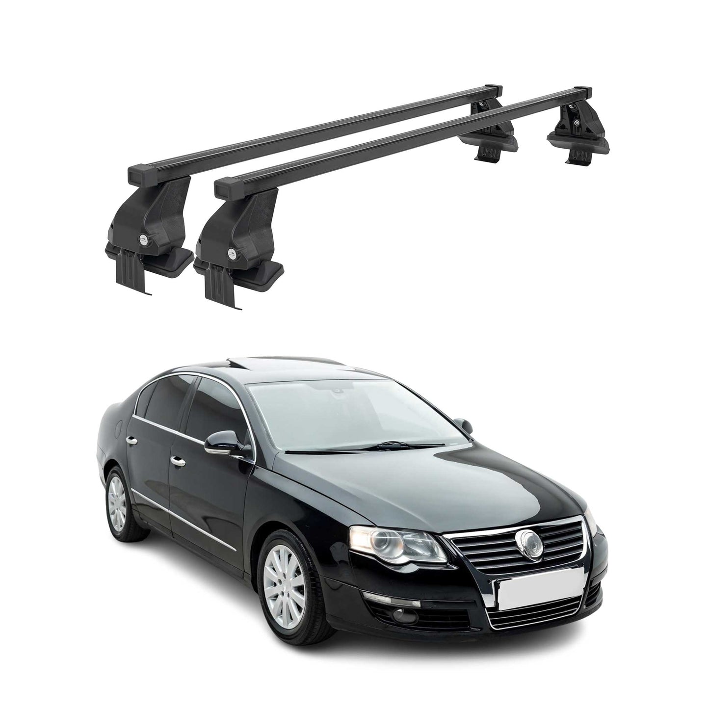 2006-2010 VW Passat B6 Sedan Roof Rack Cross Bars Black