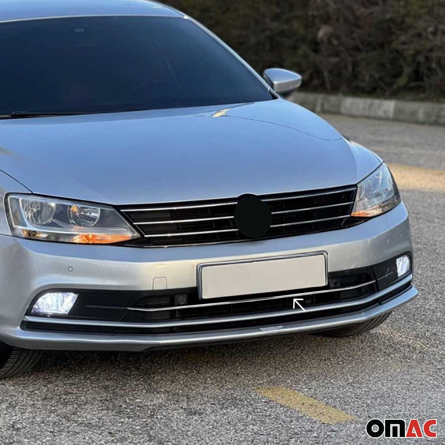 2015-2018 VW Jetta A6 Front Bumper Trim Molding Stainless Steel Silver