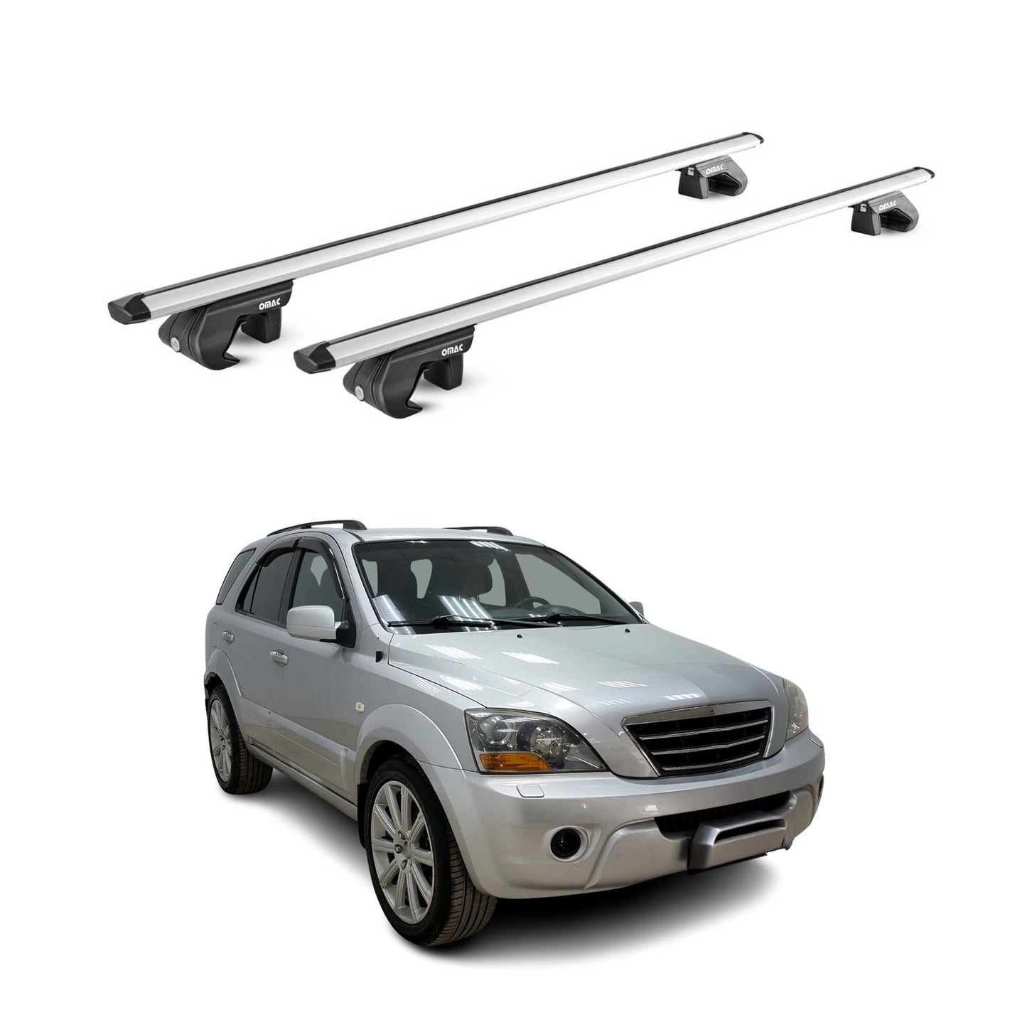 2003-2009 Kia Sorento Roof Rack Cross Bars Silver