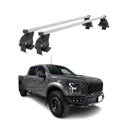 2015-2026 Ford F-150 SuperCrew Cab Roof Rack Cross Bars Silver