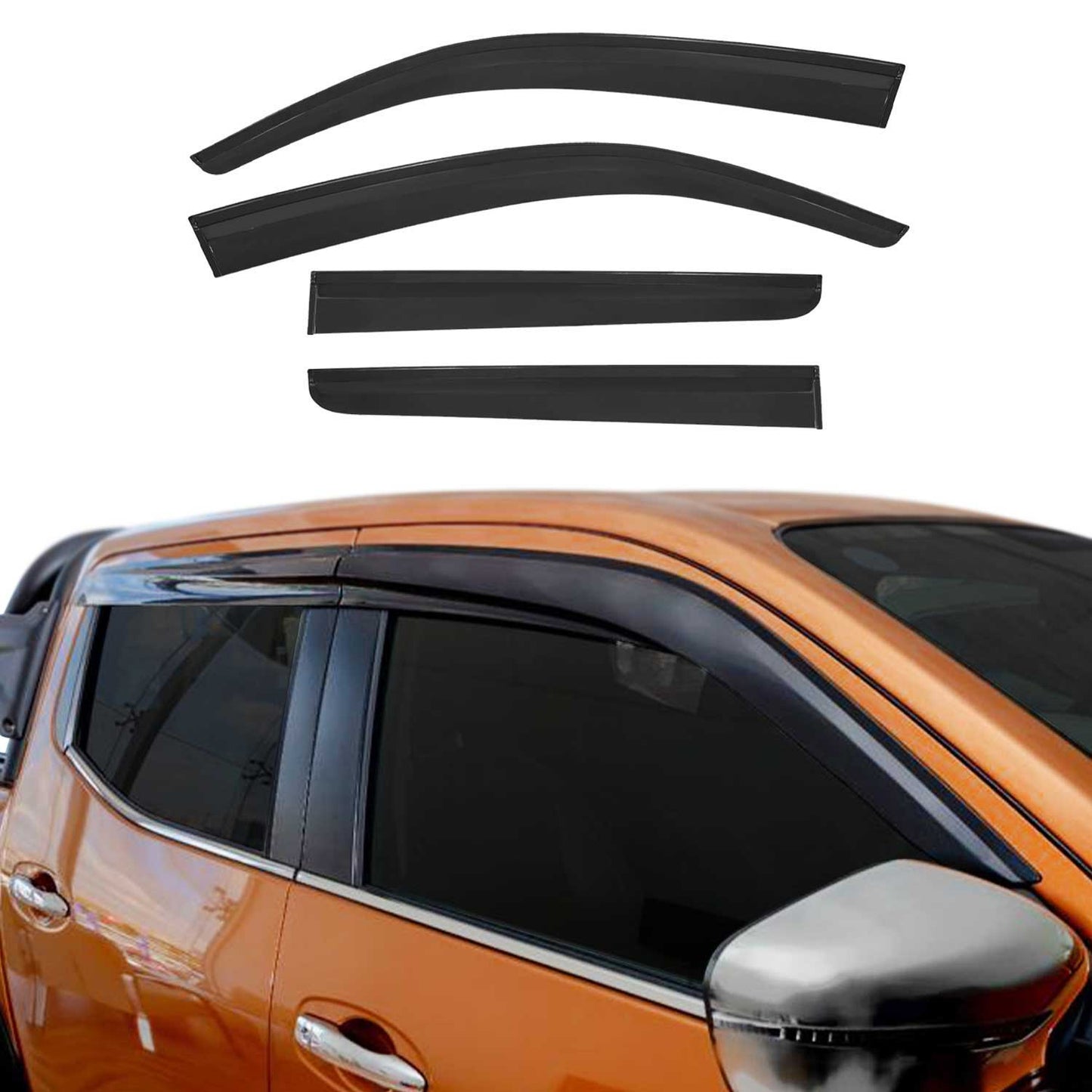 2005-2014 Nissan Frontier Window Visor Vent Rain Deflector 4Pcs Smoke