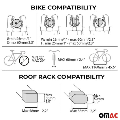 Bike Carrier Rack Hitch Roof Mount Aluminum One Bicycle Exterior Accessory