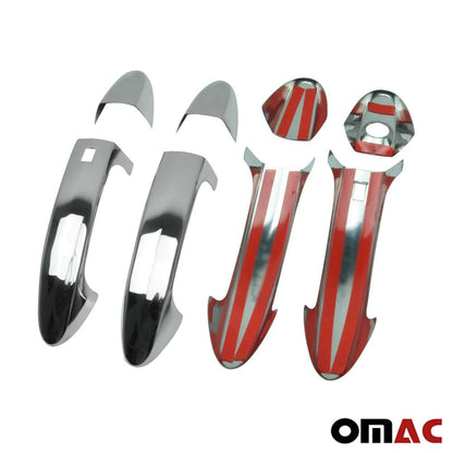 OMAC Car Door Handle Cover Protector for Ford Fiesta 2011-2019 Steel Chrome Keyless 2614043