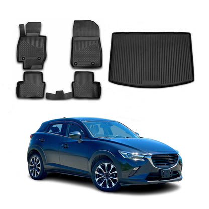 2016-2021 Mazda CX-3 Floor Mats & Cargo Liner Full Set All Weather Black