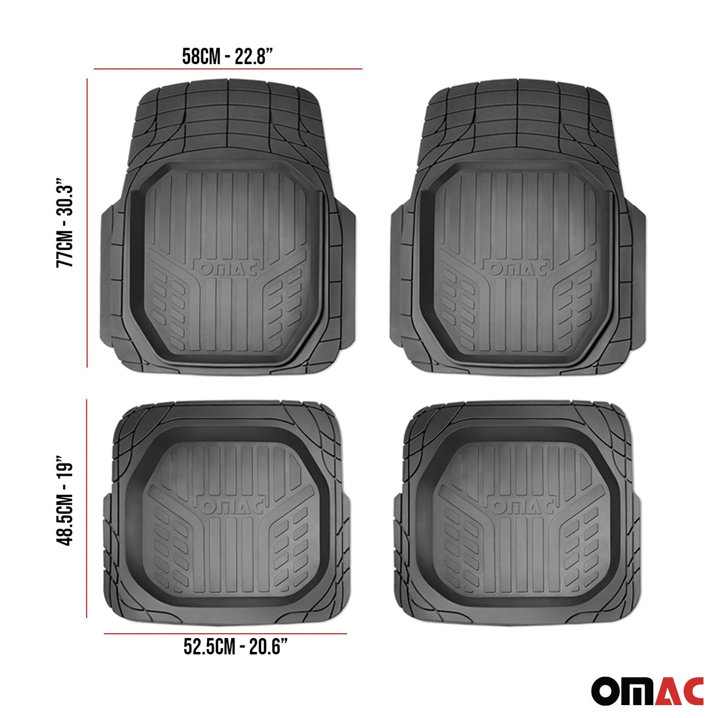 OMAC Trimmable Floor Mats Liner for Mercedes B Class W246 2012-2019 Rubber Black 4x A058339