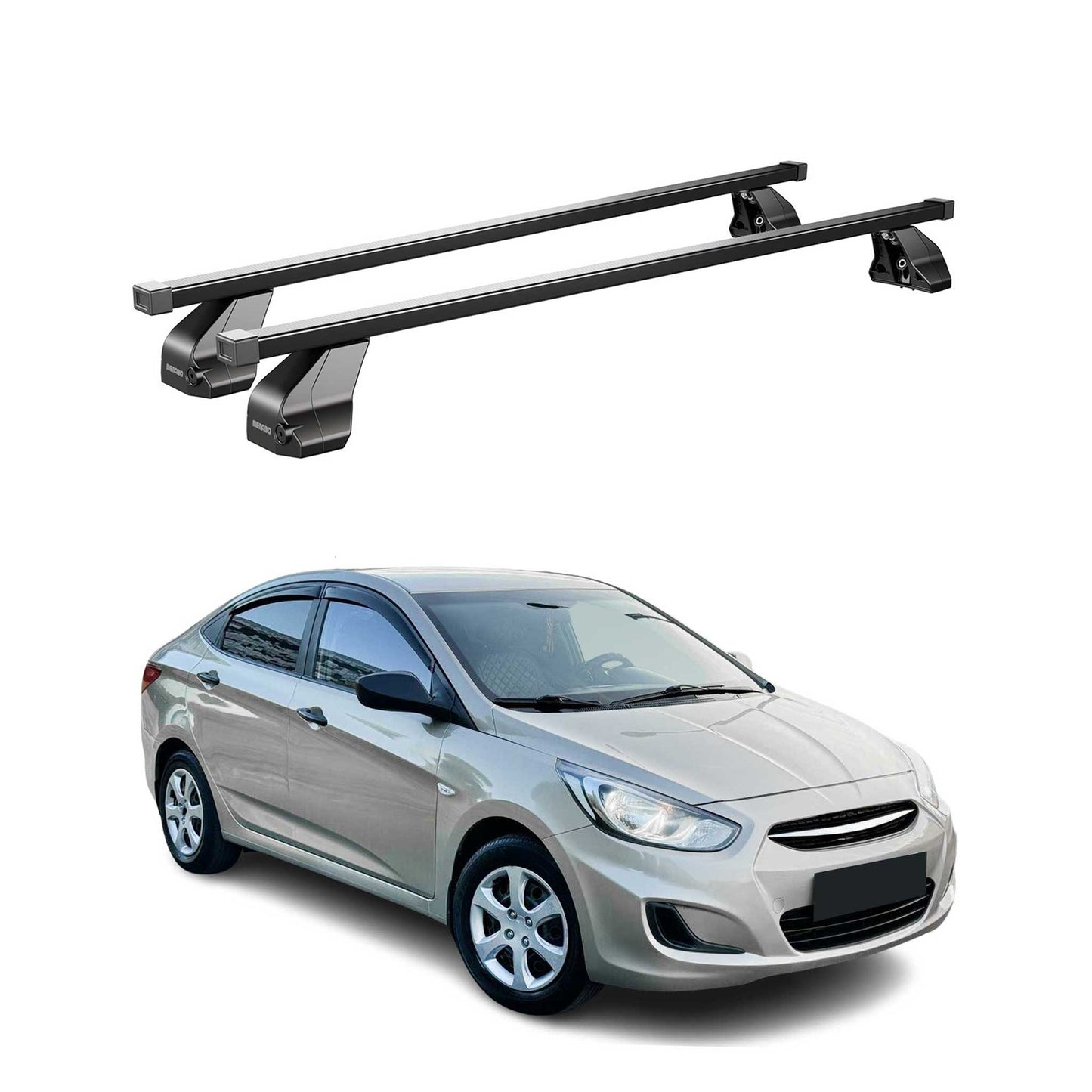 2012-2017 Hyundai Accent Hatchback Roof Rack Cross Bars Black