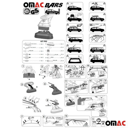 OMAC Roof Rack Cross Bars Roof Rack Rail Set for Subaru Forester 2009-2013 Black 2Pcs U015512