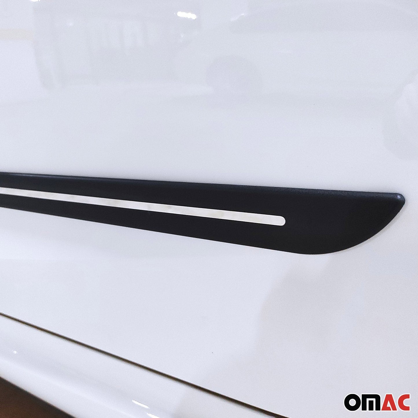 OMAC Side Door Protector Black and S.Steel Trim Cover Accessory for Car SUV Trucks 96131P2