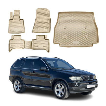2000-2006 BMW X5 E53 Floor Mats & Cargo Liner Full Set All Weather Beige