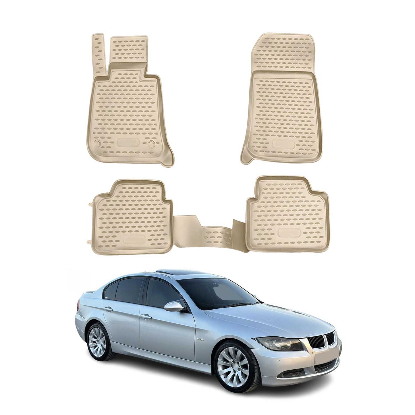 2005-2012 BMW 3 Series E91 Wagon Floor Mats Liners Full Set All Weather Beige