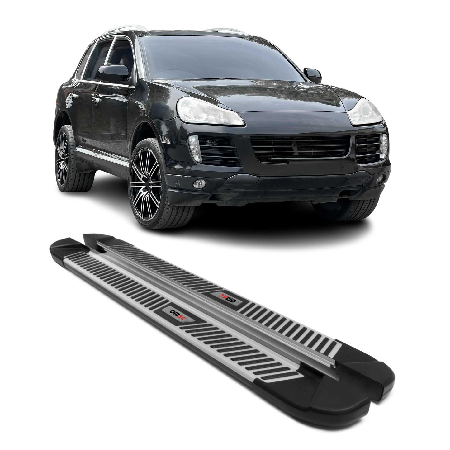 2003-2010 Porsche Cayenne Running Boards Side Steps Silver & Black