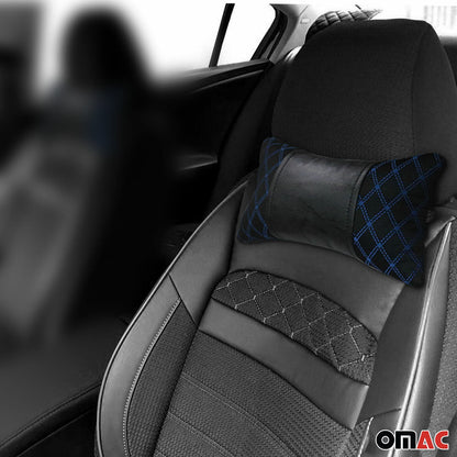 OMAC 2x Car Seat Neck Pillow Head Shoulder Rest Pad Fabric Black and Blue SET96312-MS1