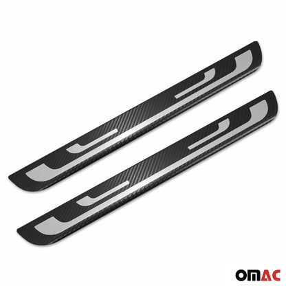 2017-2019 Ford Escape Door Sill Scuff Plate Illuminated Stainless Steel Carbon Foiled