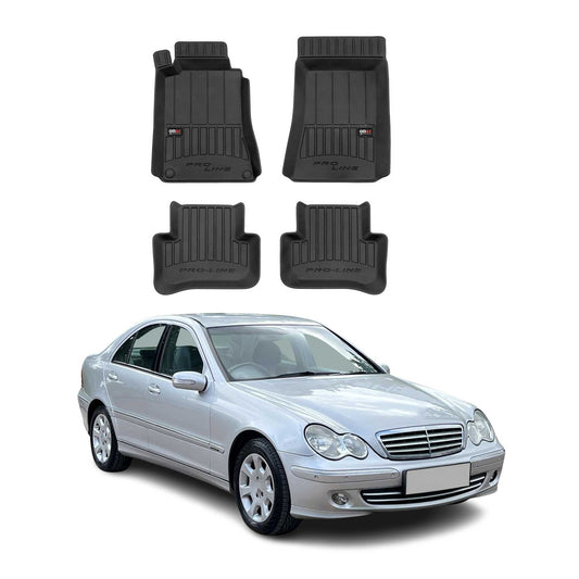2001-2009 Mercedes C Class W203 Sedan Premium Floor Mats Liners Full Set All Weather Heavy Duty Black