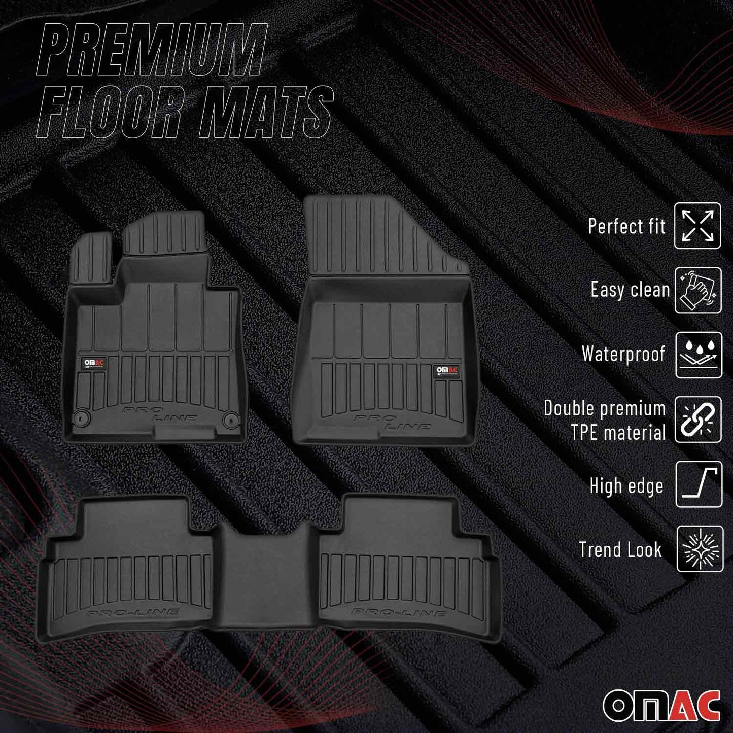OMAC OMAC Premium Floor Mats for Kia Sportage 2023-2024 All-Weather Heavy Duty 4x '4042454