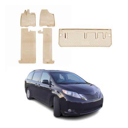 2013-2020 Toyota Sienna 7 Seats Floor Mats & Cargo Liner Full Set All Weather Beige