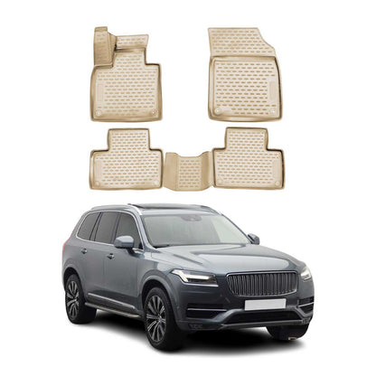 2016-2026 Volvo XC90 Floor Mats Liners Full Set All Weather Beige