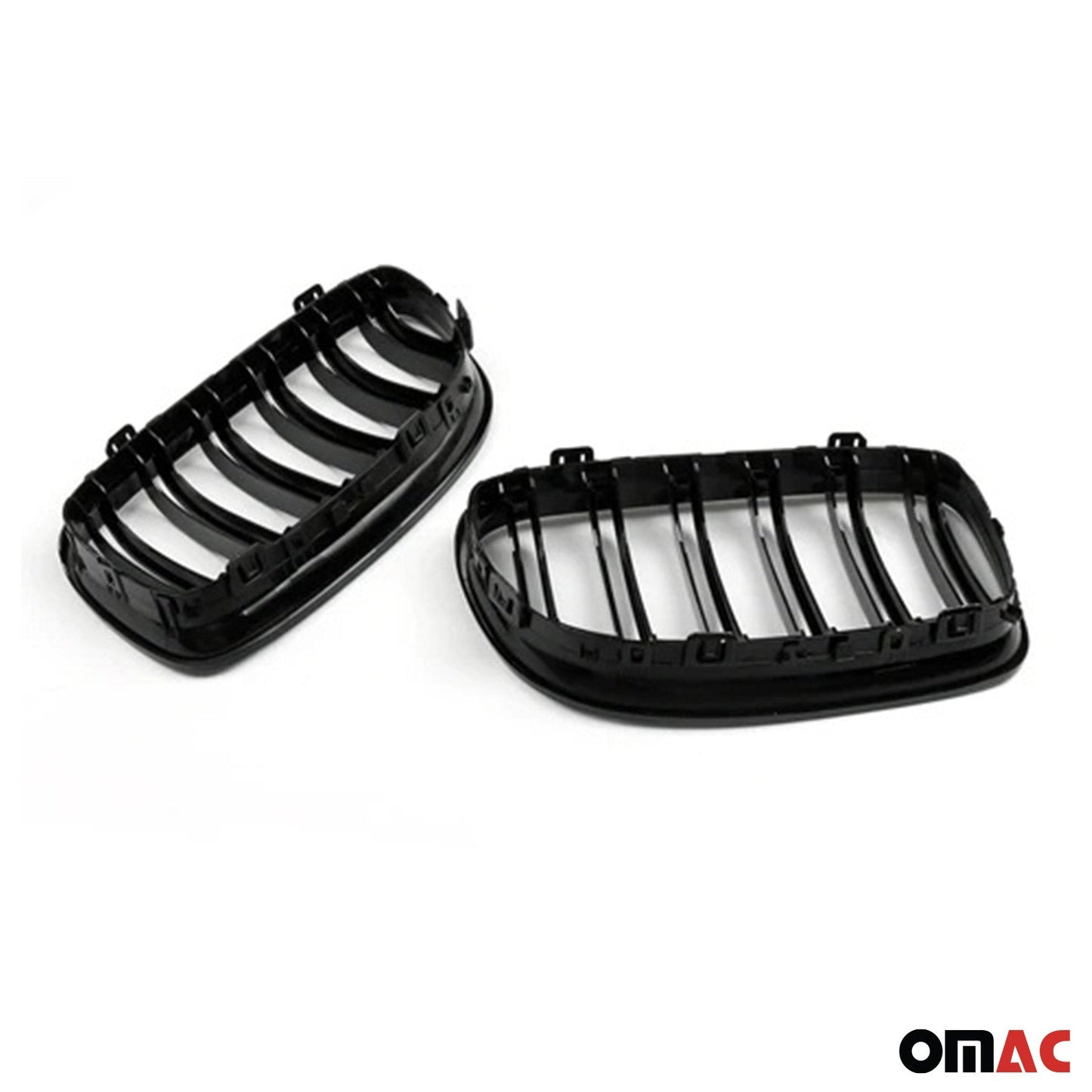 OMAC For BMW E90 E91 2009-2012 Front Kidney Grille M3 Style Gloss Black Dual Slat 1203P082MPB