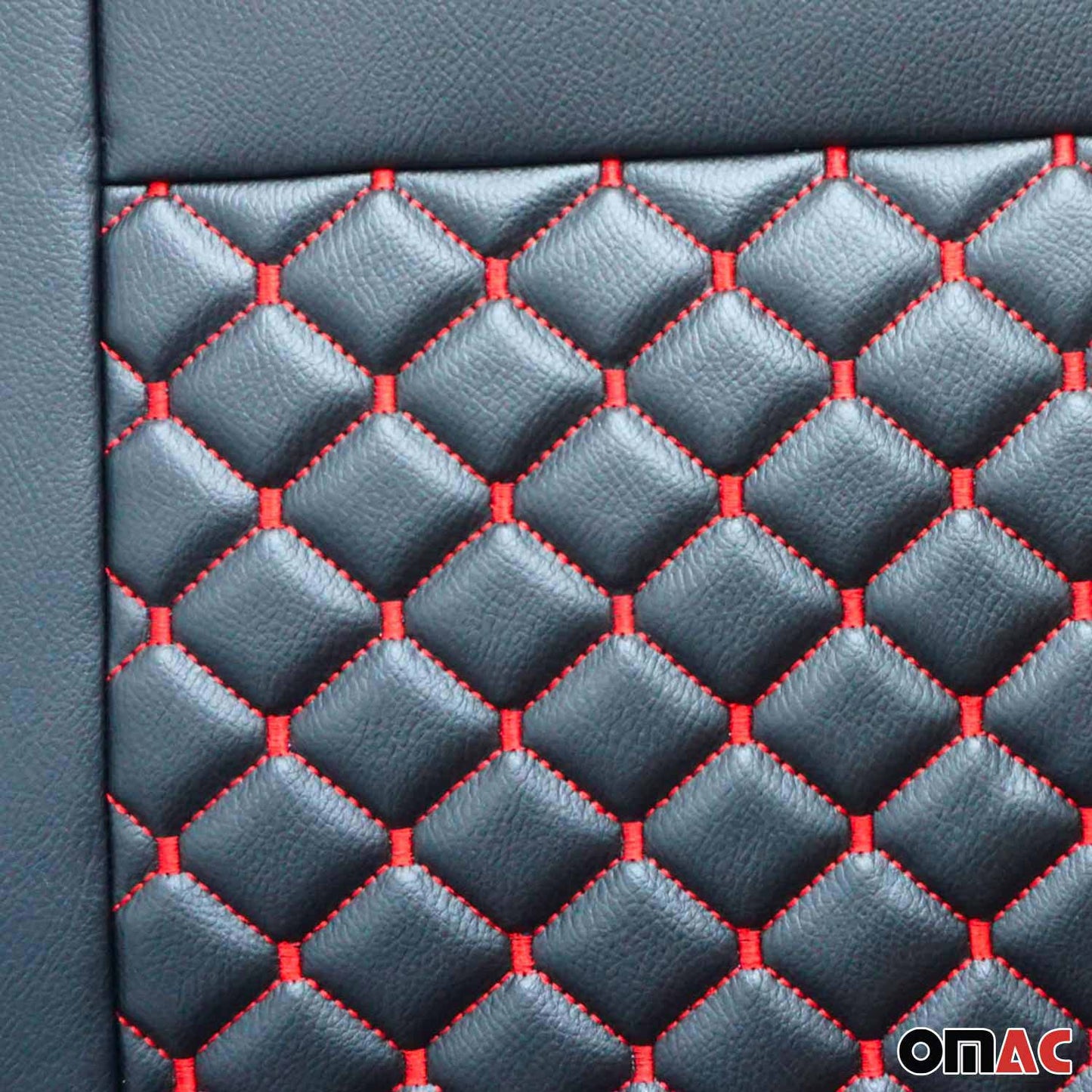 OMAC Leather Front Car Seat Covers Protector for VW Eurovan 1993-2003 Black Red 7521321A-SK1
