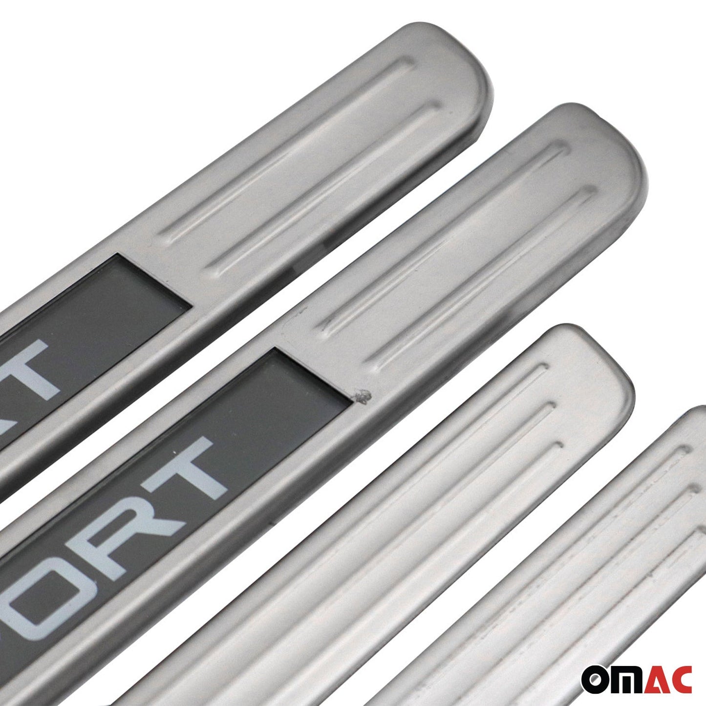 OMAC Door Sill Scuff Plate Illuminated for Toyota Brushed Steel Silver 4 Pcs U028563