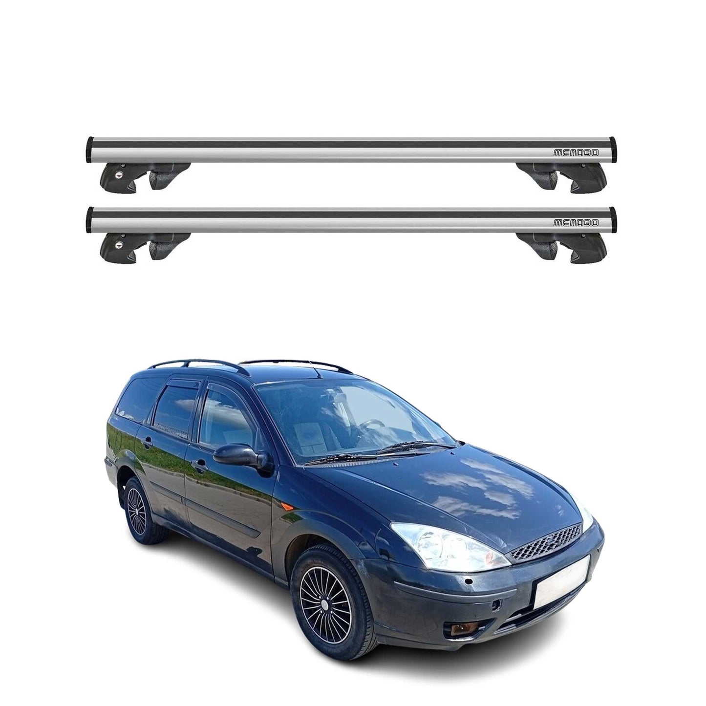 2000-2007 Ford Focus Wagon Roof Rack Cross Bars Silver