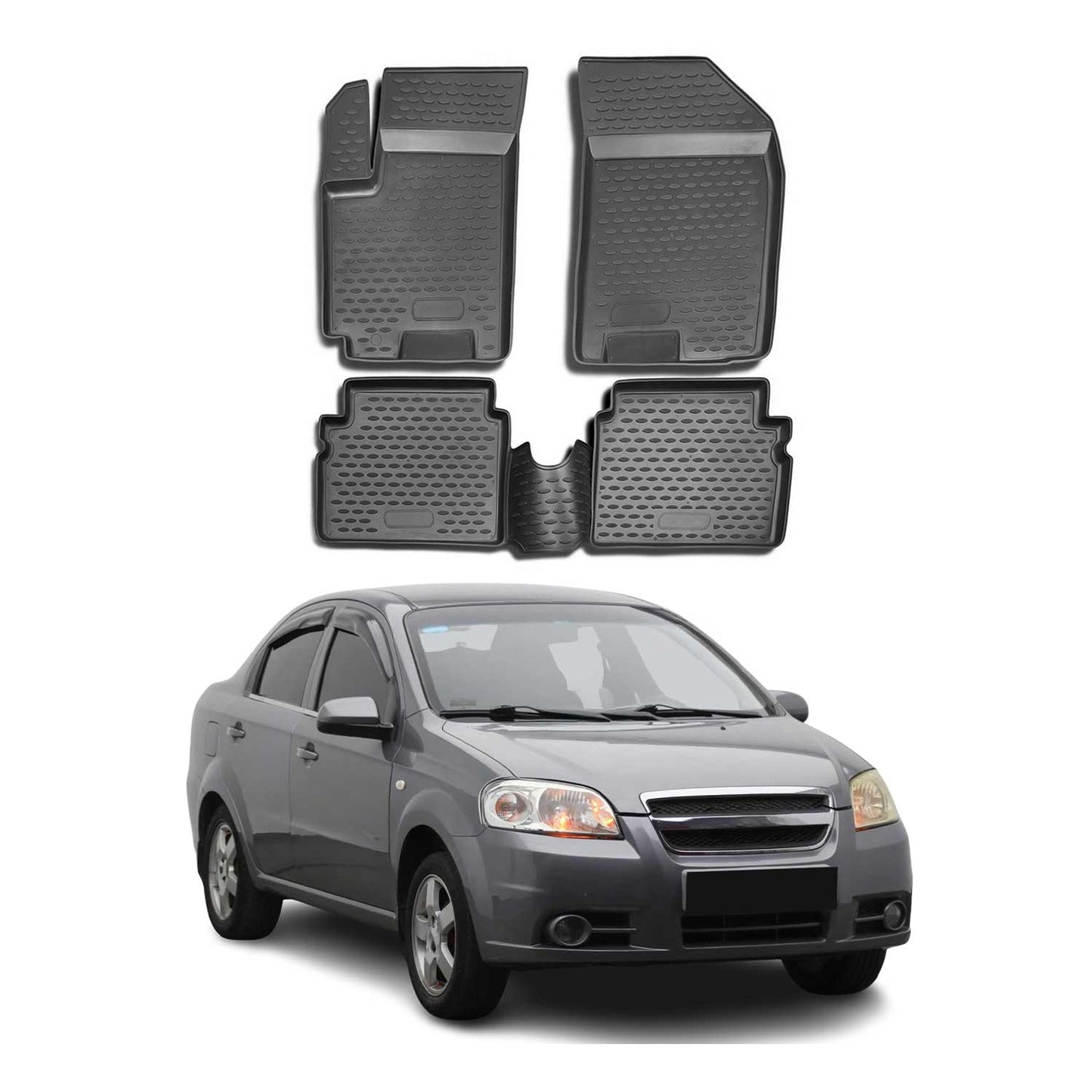 2004-2011 Chevrolet Aveo Hatchback Floor Mats Liners Full Set All Weather Black