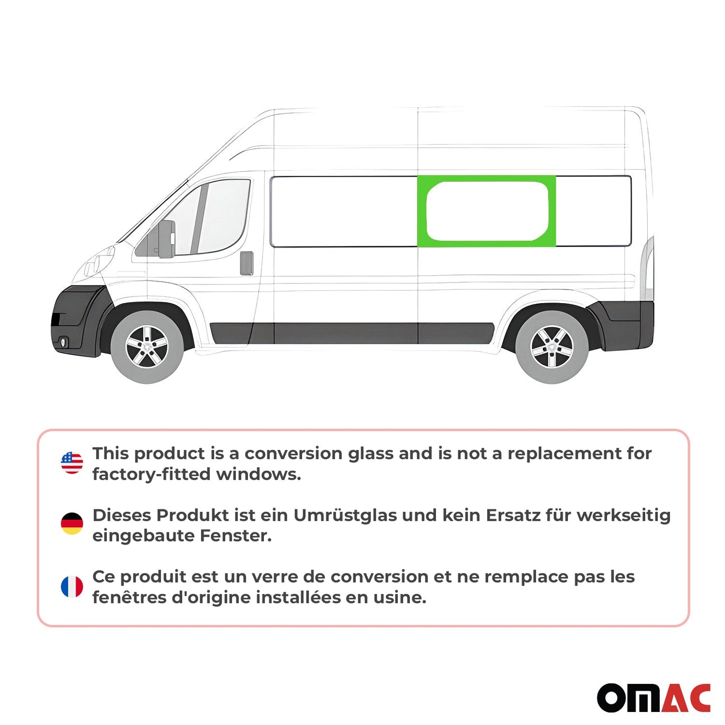 2014-2024 RAM ProMaster Window Glass Mid Left Side L3 L4 Black