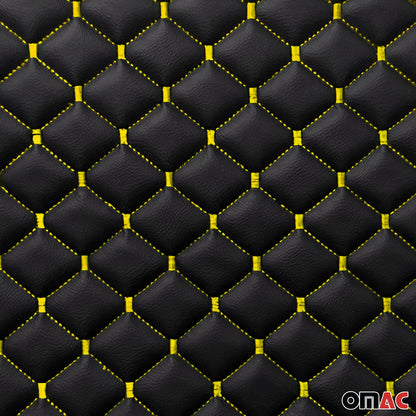 OMAC Embossed Black Faux Leather Lining Yellow Diamond Stitch Car Upholstery 55x39" 96140-100SS