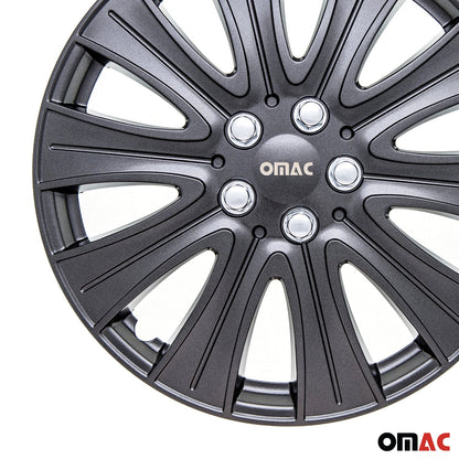 OMAC 14" Wheel Covers Guard Hub Caps Durable Snap On ABS Metal Silver 4x OMAC-WE40-GM14
