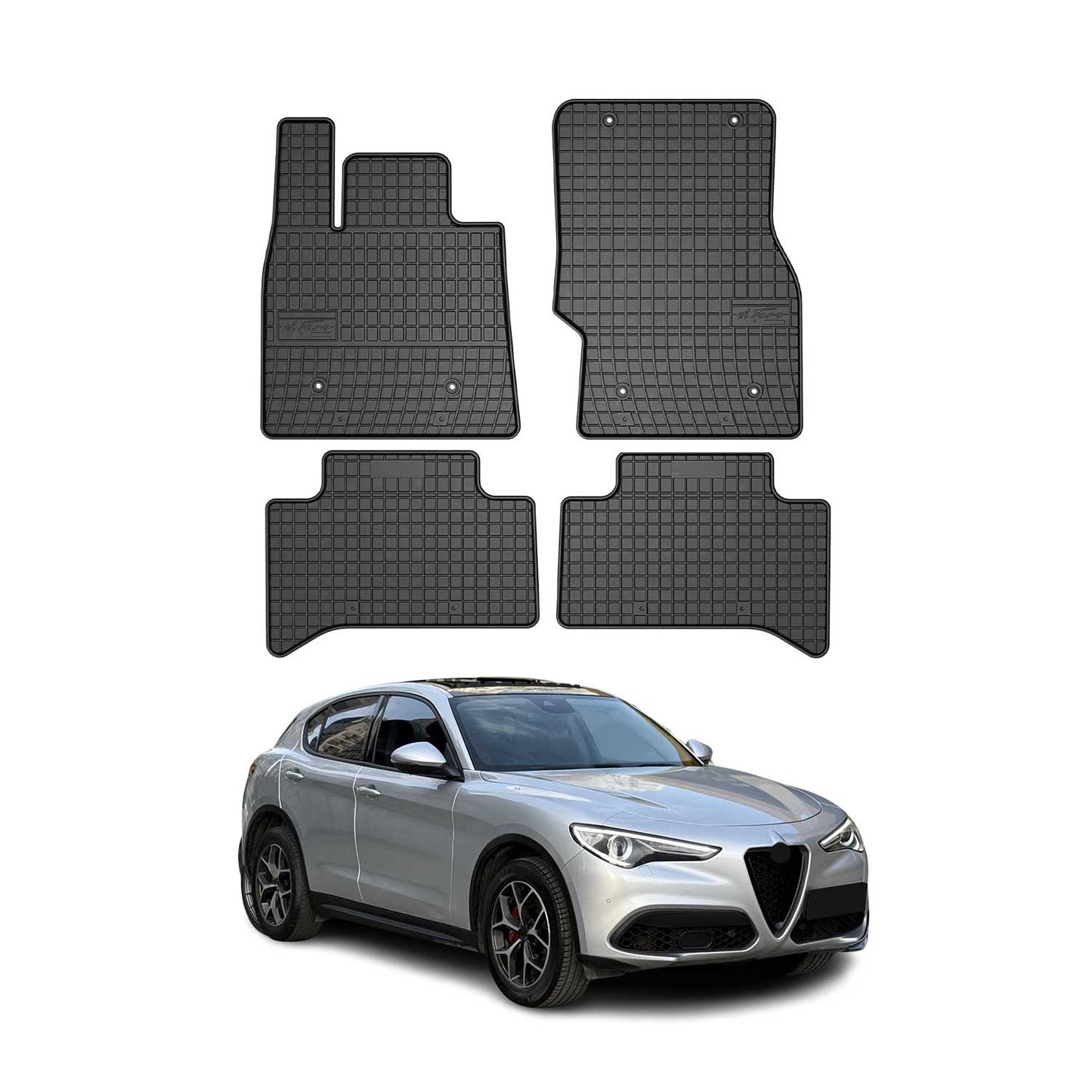 2017-2025 Alfa Romeo Stelvio Floor Mats Liners Full Set All Weather Rubber Black