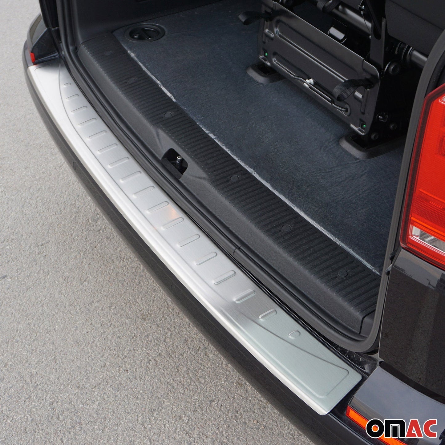 OMAC Rear Bumper Sill Cover Protector for VW T6 Transporter 2015-2021 Brushed Steel 7550093T