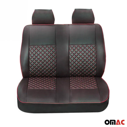 OMAC Leather Front Car Seat Covers Protector for Ford Transit 2015-2024 Black Red 2626321SK1-SET