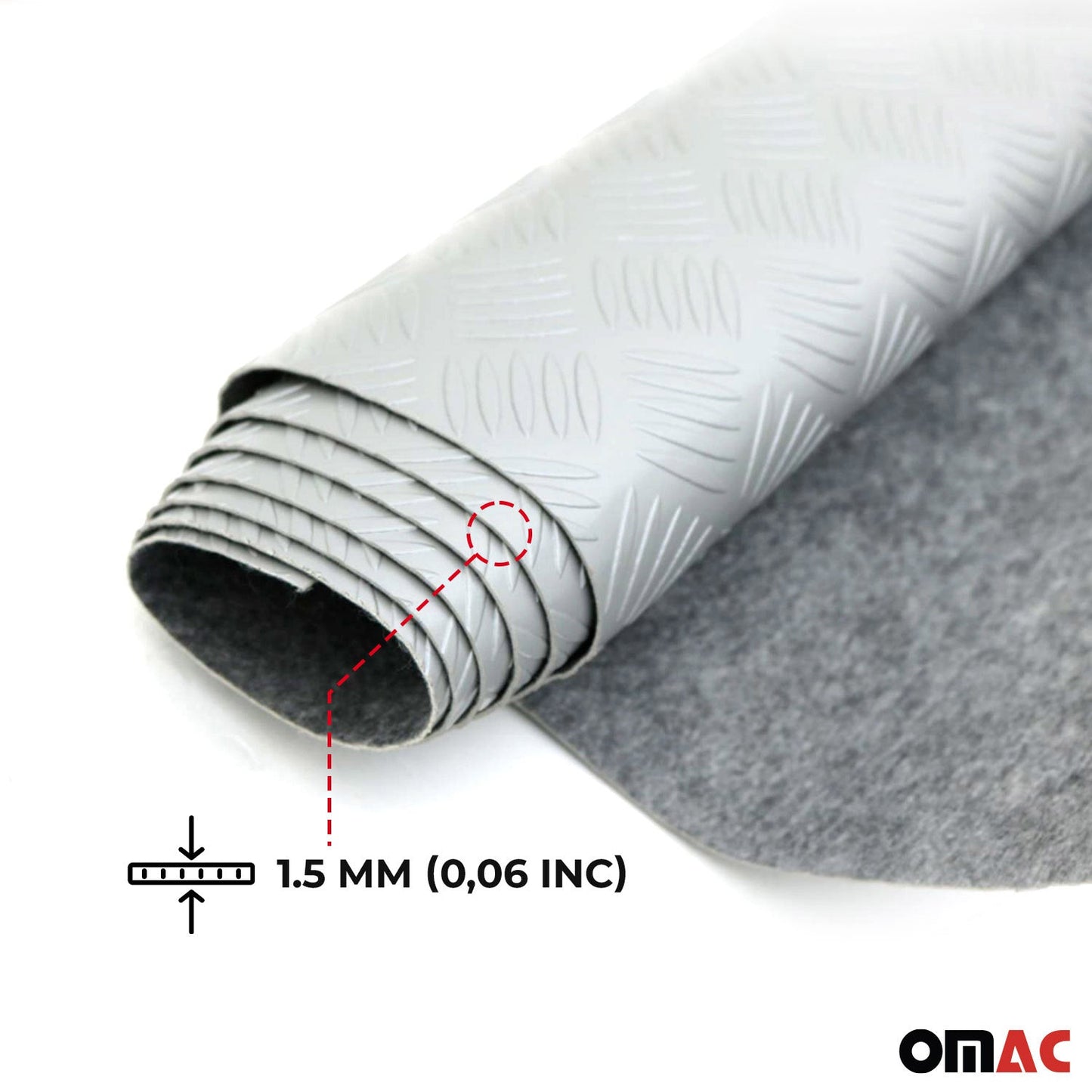 OMAC Rubber Truck Bed Liner Trunk Mat Flooring Mat 197x79 inch Chequered Grey U014794
