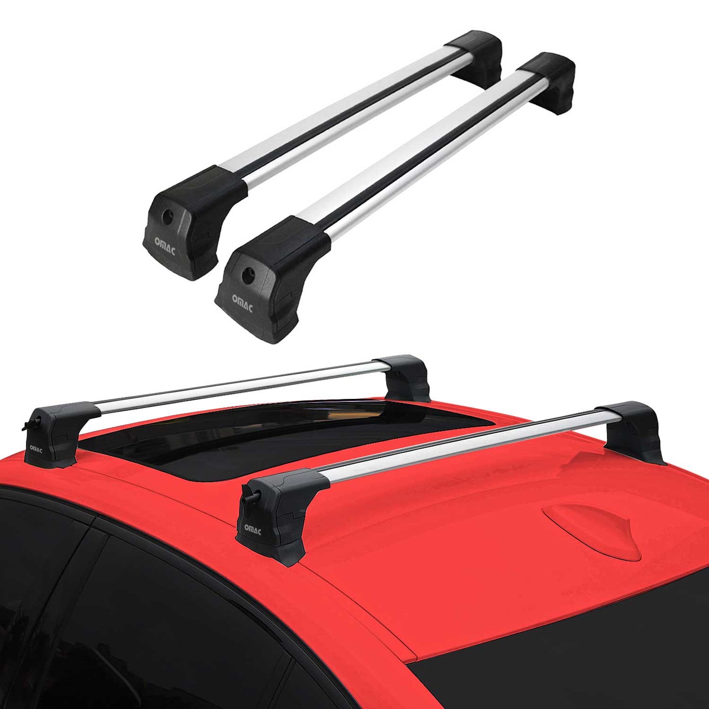 2015-2021 Mercedes C Class W205 Roof Rack Cross Bars Silver