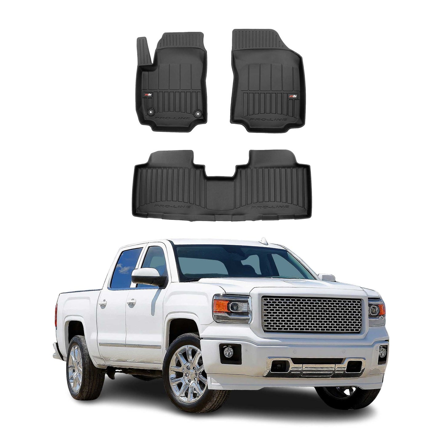 2014-2019 GMC Sierra Denali & Chevrolet Silverado 2500HD/3500HD 3gen. Crew Cab Premium Floor Mats Liners Full Set All Weather Heavy Duty