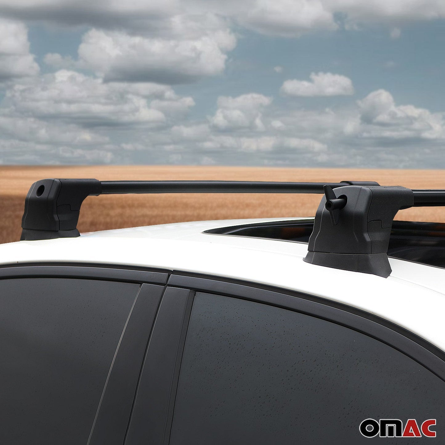 OMAC Fix Points Roof Racks Cross Bar for Subaru XV Crosstrek 2013-2015 Alu Black 6802913B