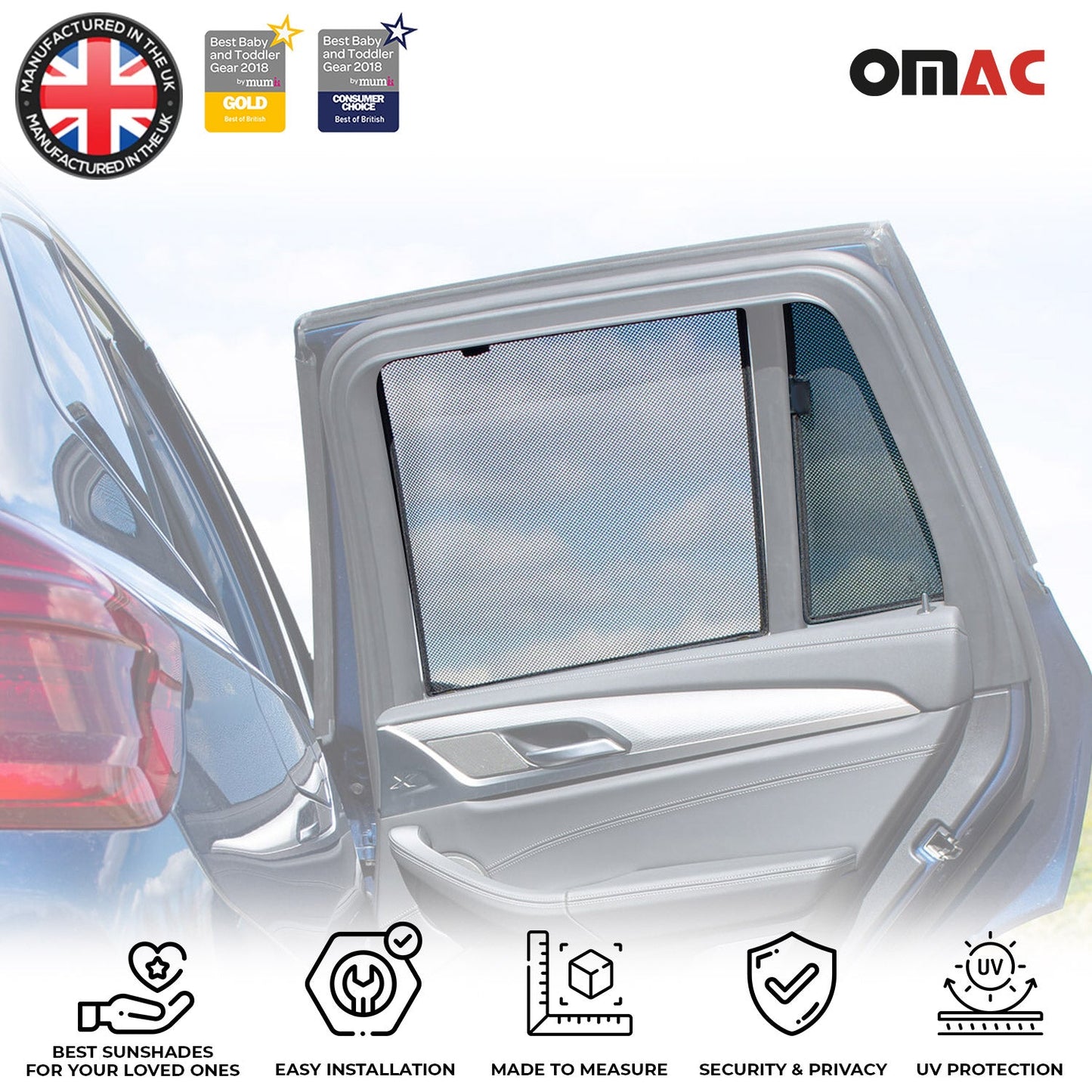 OMAC Auto Black Sunshade For BMW X3 2018-2023 Visor Rear Side Window Mesh Cover 4Pcs 1230CS001