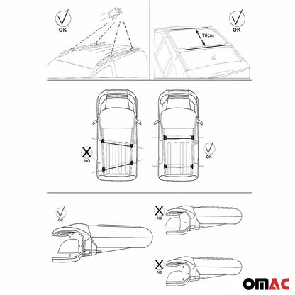 OMAC Roof Rack Cross Bars Luggage Carrier for Mercedes Metris 2016-2024 Alu Silver 2x U000032