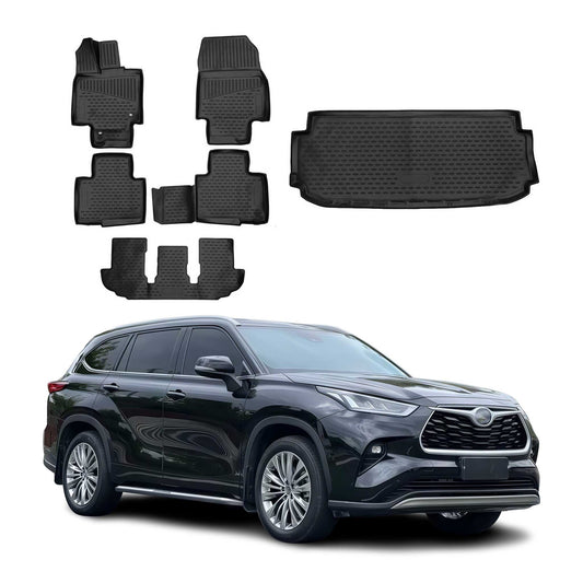 2020-2025 Toyota Highlander Floor Mats & Cargo Liner Full Set All Weather Black
