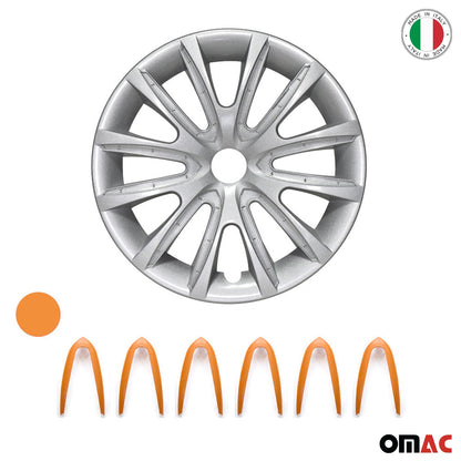Bicolo Hub Caps Wheel Cover 14" Gray & Orange Full Set 4 pcs.