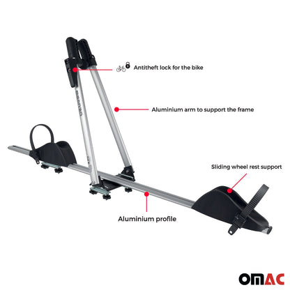 OMAC Bike Carrier Rack Hitch Roof Mount Aluminum For One Bicycle Exterior Accessory '000011000000