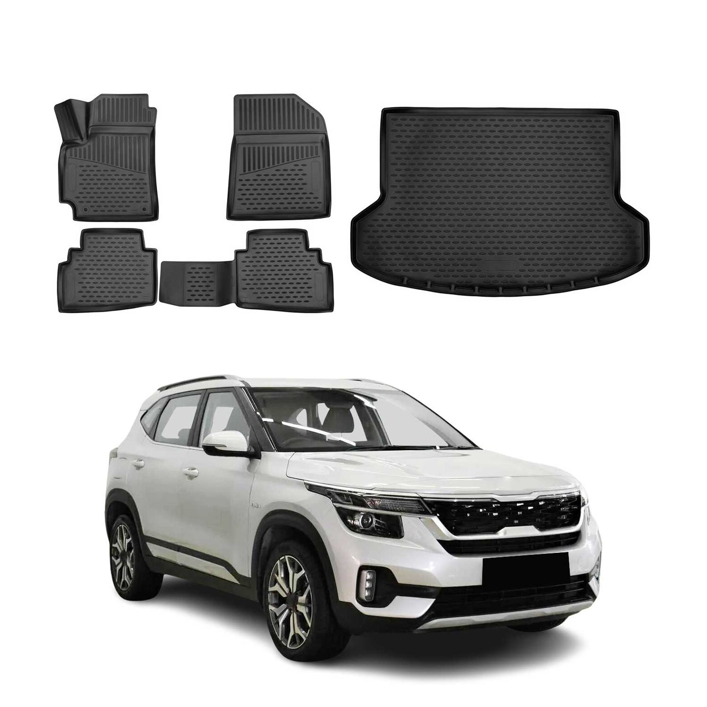 2021-2026 Kia Seltos Floor Mats & Cargo Liner Full Set Black