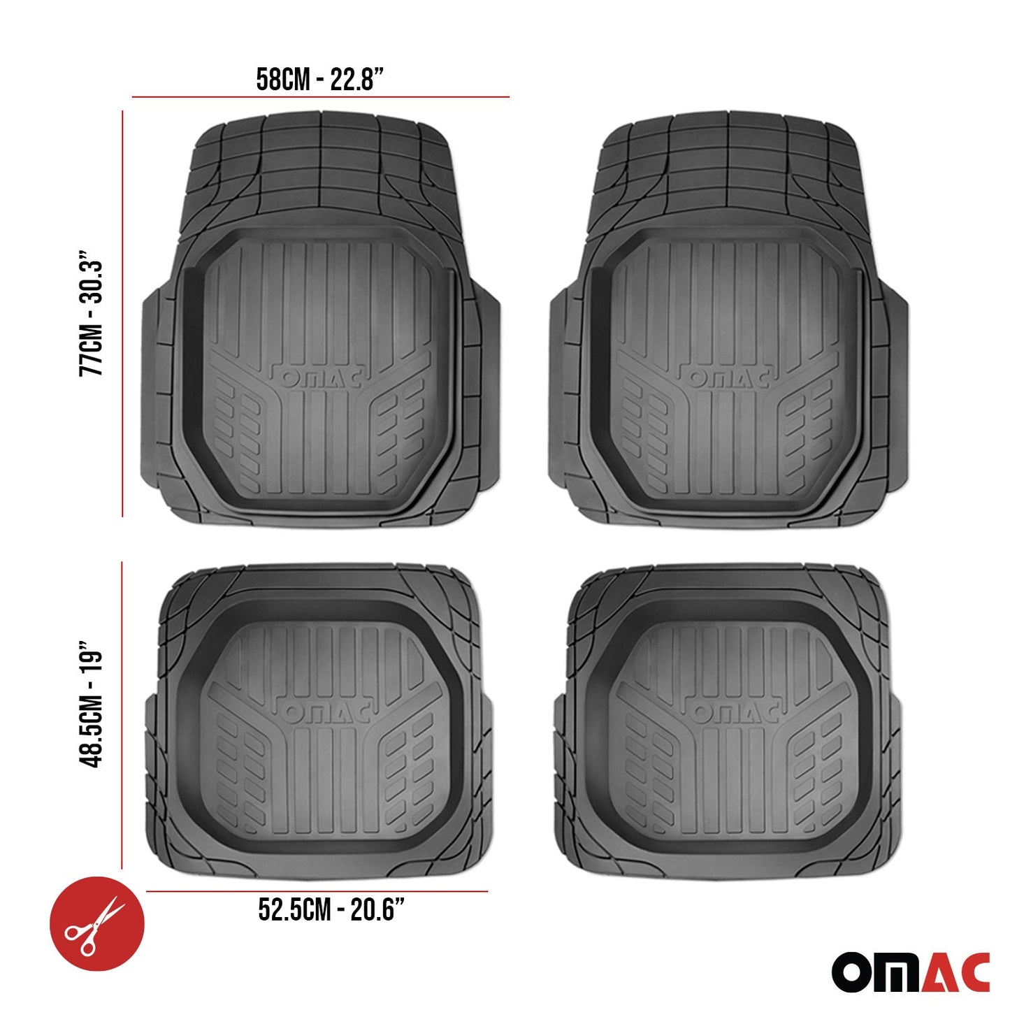 2020-2023 Toyota Yaris Semi-Custom fit Floor Mats Liner All Weather 3D Black Waterproof 4Pcs