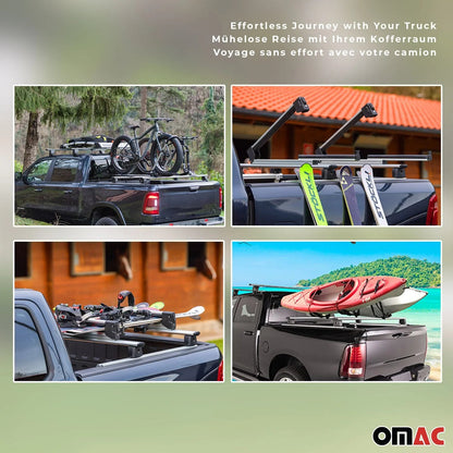 Menabo Truck Bed Rack Aluminum Pick Up Ladder Rack Silver 2Pcs