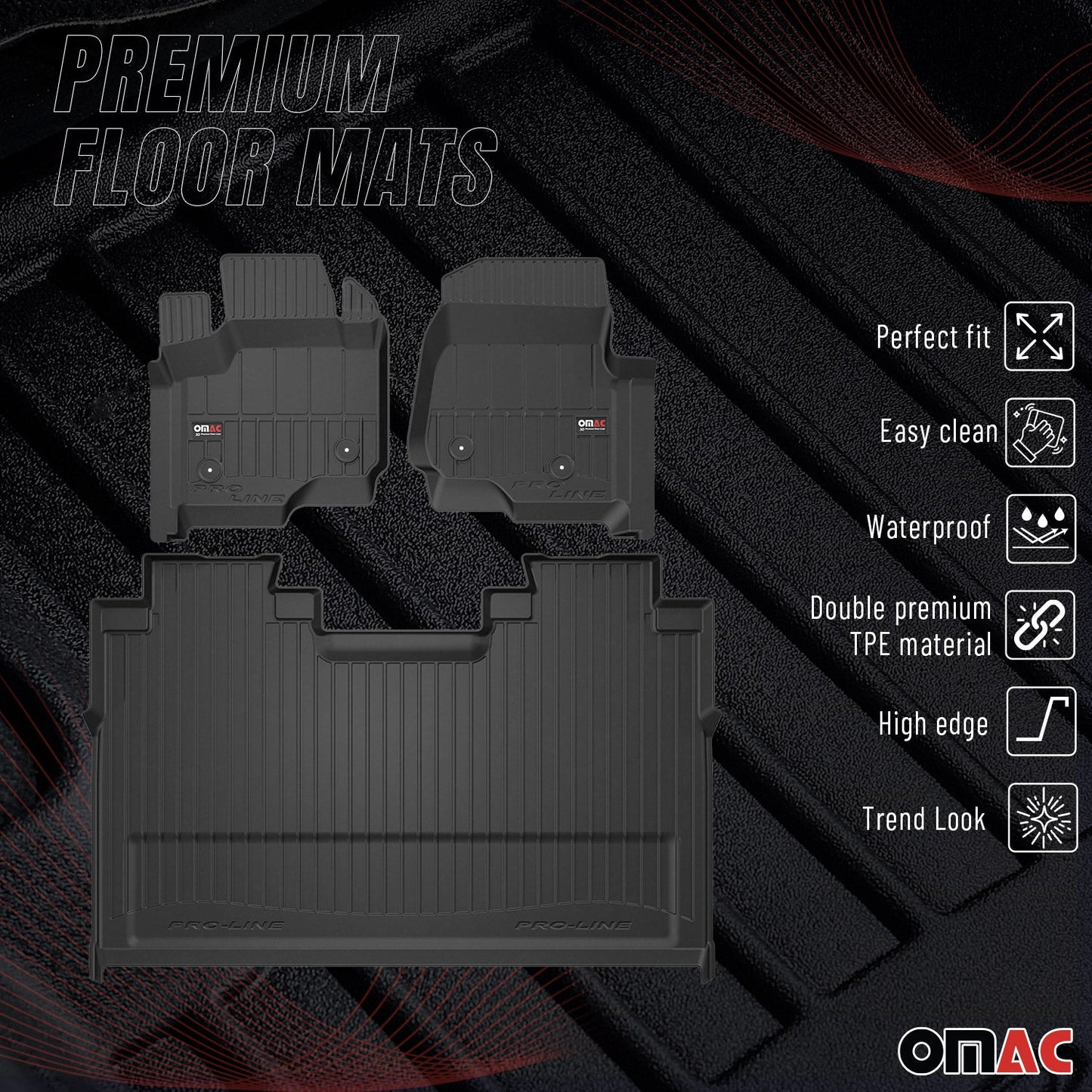 2017-2025 Ford F-250 F-350 F-450 F-550 Super Duty Crew Cab Premium Floor Mats Liners Full Set All Weather Heavy Duty