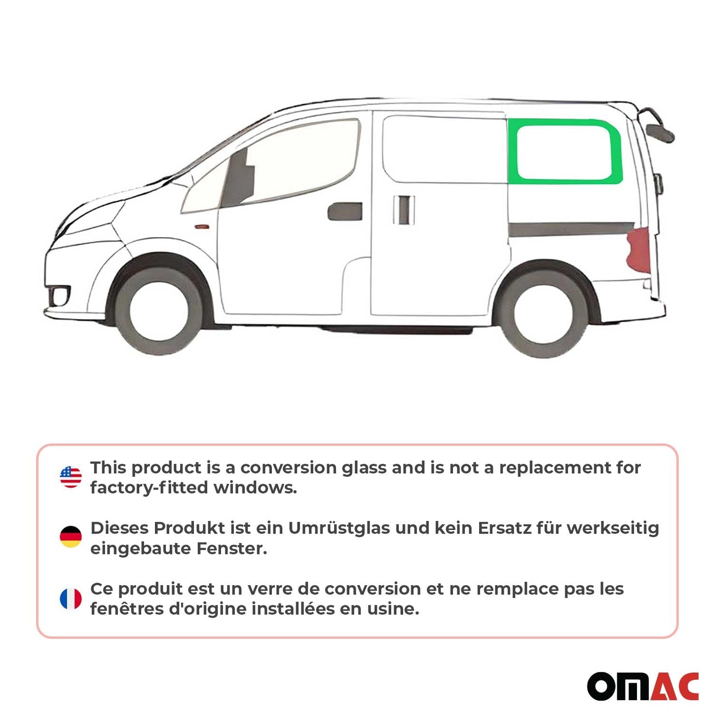 2013-2021 Nissan NV200 Window Glass Rear Left Side Black L1 Short