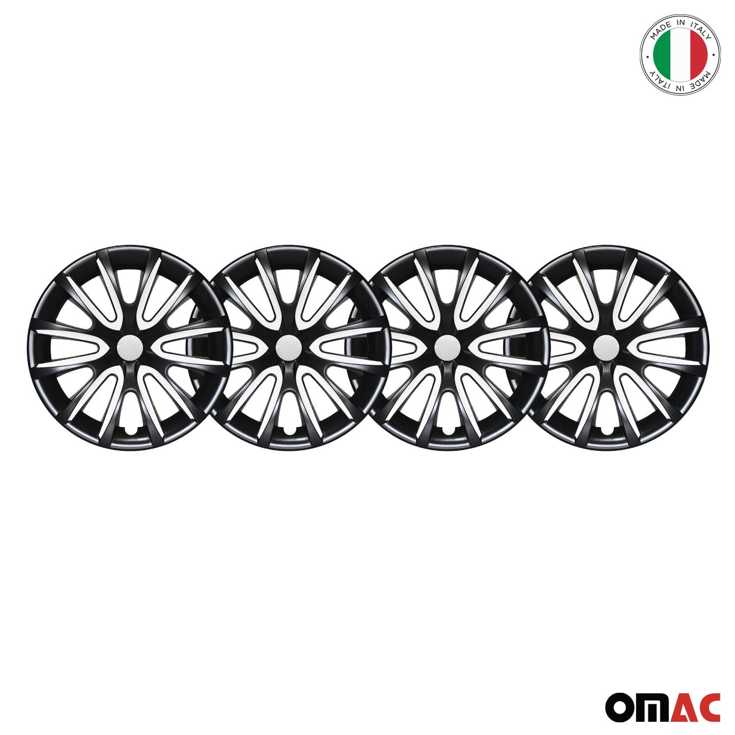 Bicolo Hub Caps Wheel Cover 14" Black & White Full Set 4 pcs.