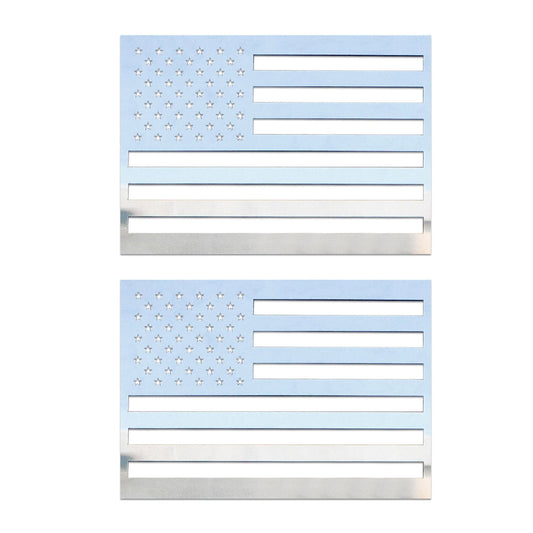 OMAC 2 Pcs US American Flag Chrome Decal Sticker S.Steel For Hyundai Santa Cruz U022144