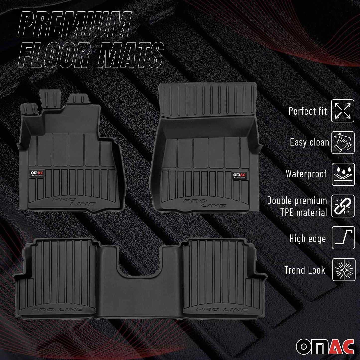 1999-2018 Mercedes G Class W463 Premium Floor Mats Liners Full Set All Weather Heavy Duty Black